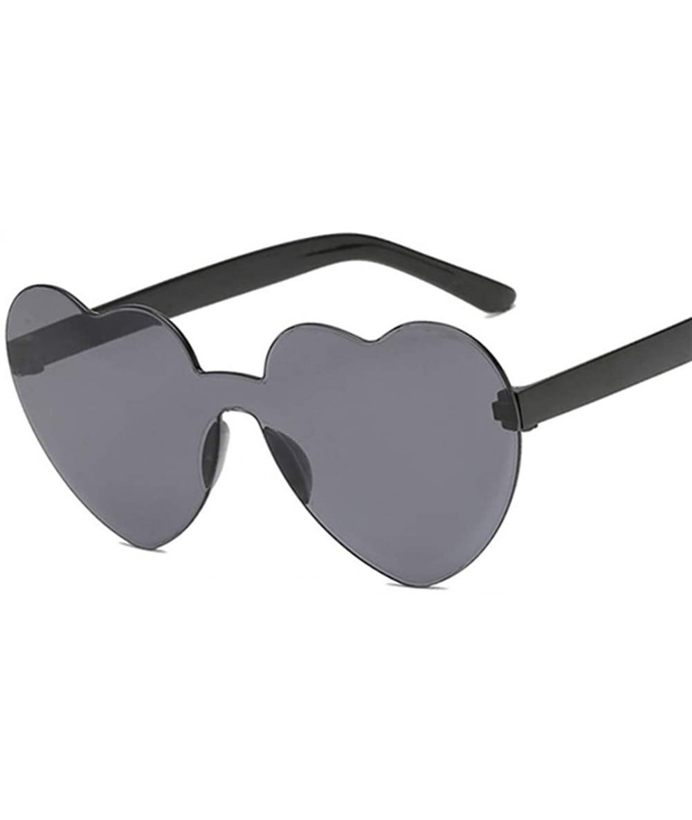 Rimless Cute Sexy Retro Love Heart Rimless Sunglasses Women Luxury Sun Glasses Female Eyewear Candy Color - Black - CR198U3U6...