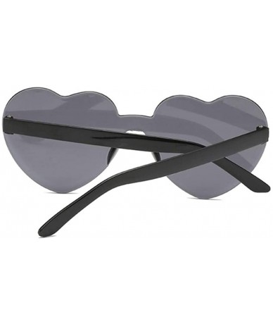 Rimless Cute Sexy Retro Love Heart Rimless Sunglasses Women Luxury Sun Glasses Female Eyewear Candy Color - Black - CR198U3U6...