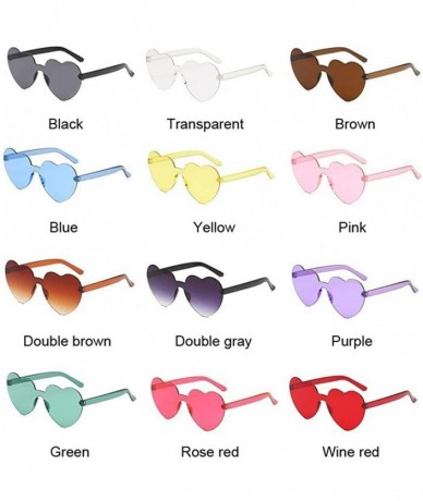 Rimless Cute Sexy Retro Love Heart Rimless Sunglasses Women Luxury Sun Glasses Female Eyewear Candy Color - Black - CR198U3U6...