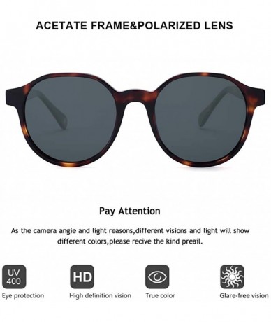 Round Vintage Round Acetate Polarized Sunglasses Hard Frame Designer Eyewear For Women Men - CR192HU8HHO $22.75