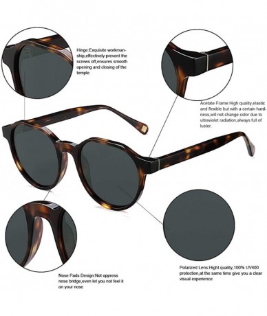 Round Vintage Round Acetate Polarized Sunglasses Hard Frame Designer Eyewear For Women Men - CR192HU8HHO $22.75