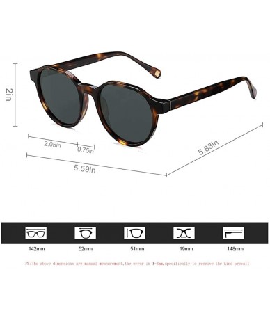 Round Vintage Round Acetate Polarized Sunglasses Hard Frame Designer Eyewear For Women Men - CR192HU8HHO $22.75