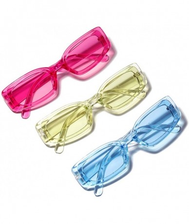 Rectangular Men's and Women's Retro Square Resin lens Candy Colors Sunglasses UV400 - Green - CH18N7Q7HI5 $8.95