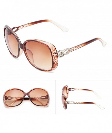 Semi-rimless Retro Classic Teardrop Flower Sunglasses for Women Plate Resin UV400 Sunglasses - Brown(pattern) - C318T2U86AO $...