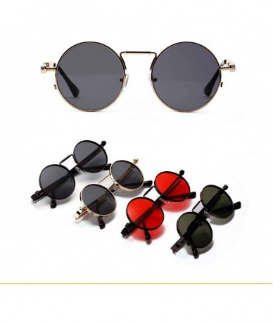 Square Vintage Steampunk Red Sunglasses Men Round Punk Metal Retro Sun Glasses Women - Green - CV199L78YSY $9.92