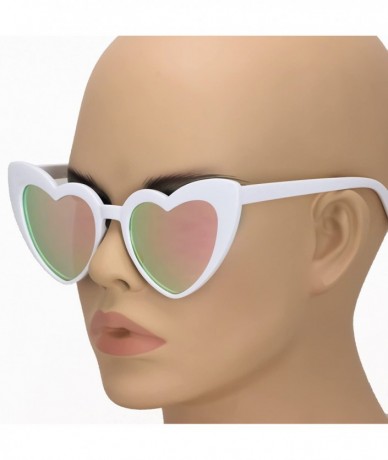 Sport Fashion Love Heart Shaped Sunglasses For Women Girls Hippie Party Shade Sunglasses - White / Pink Mirror - C9180SQZ5AI ...