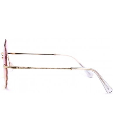 Rimless Womens Daisy Bevel Cut Round Hippie Circle Lens Rimless Sunglasses - Gold Pink Yellow - C418XHXA9HN $14.34