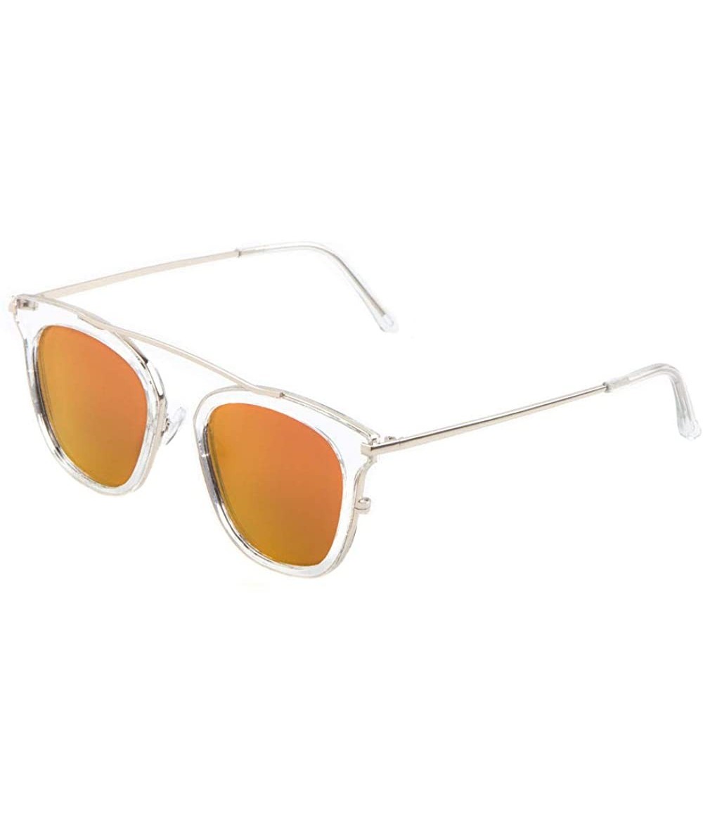 Square Bridgeless Square Lens Geometric Frame Cat Eye Sunglasses - Red Clear - CV1903WL6NL $15.57