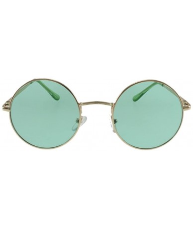 Round Presley - Round Metal Fashion Sunglasses with Microfiber Pouch - Gold / Green - CV18CUHIKK4 $11.68