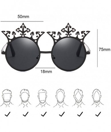 Round Vintage Style 80s Special Round Frame Eyewear Ladies Sunglasses for Women - Black - CL18DLWMZGY $16.63