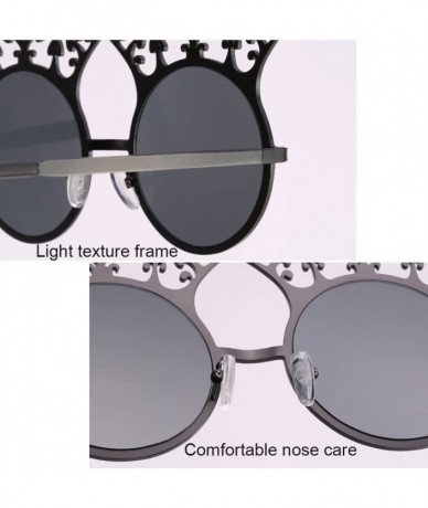 Round Vintage Style 80s Special Round Frame Eyewear Ladies Sunglasses for Women - Black - CL18DLWMZGY $16.63