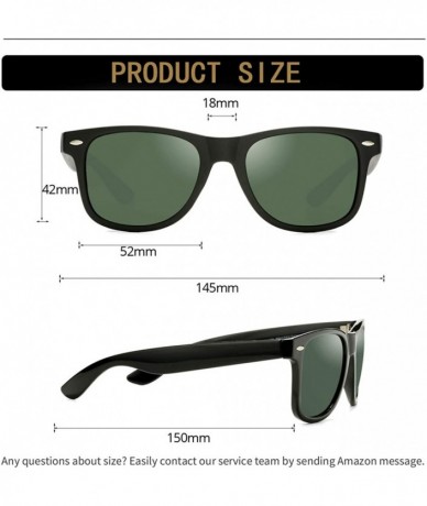 Sport Retro Polarized Sunglasses for Men Women Brand Designer Square UV400 Lens Sun Glasses - Matte Black/G15 - CD18Q35OAL2 $...