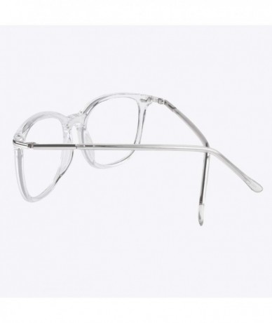 Round Fashion Metal Temple Horn Rimmed Clear Lens Glasses - Transparent - C4193QQ2X6Z $11.83