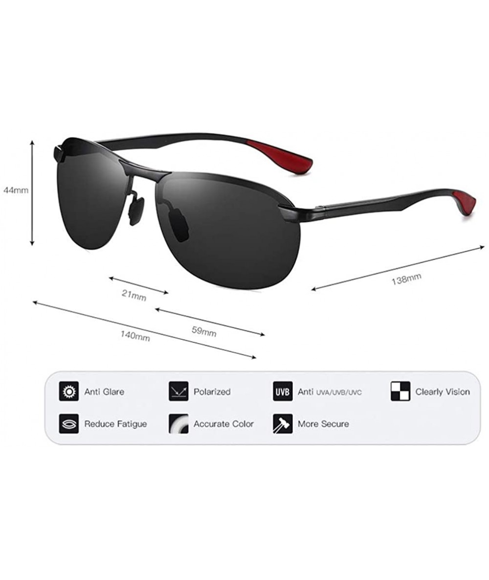 Men Polarized Sunglasses Driving sport Golf Lightweight titanium alloy  frameless UV protection glasses - Black - C8196MNOSW3