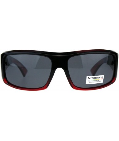 Rectangular Nitrogen Polarized Lens Sunglasses Mens Rectangular Fashion Shades - Black Red (Black) - CH18DA655CC $16.08