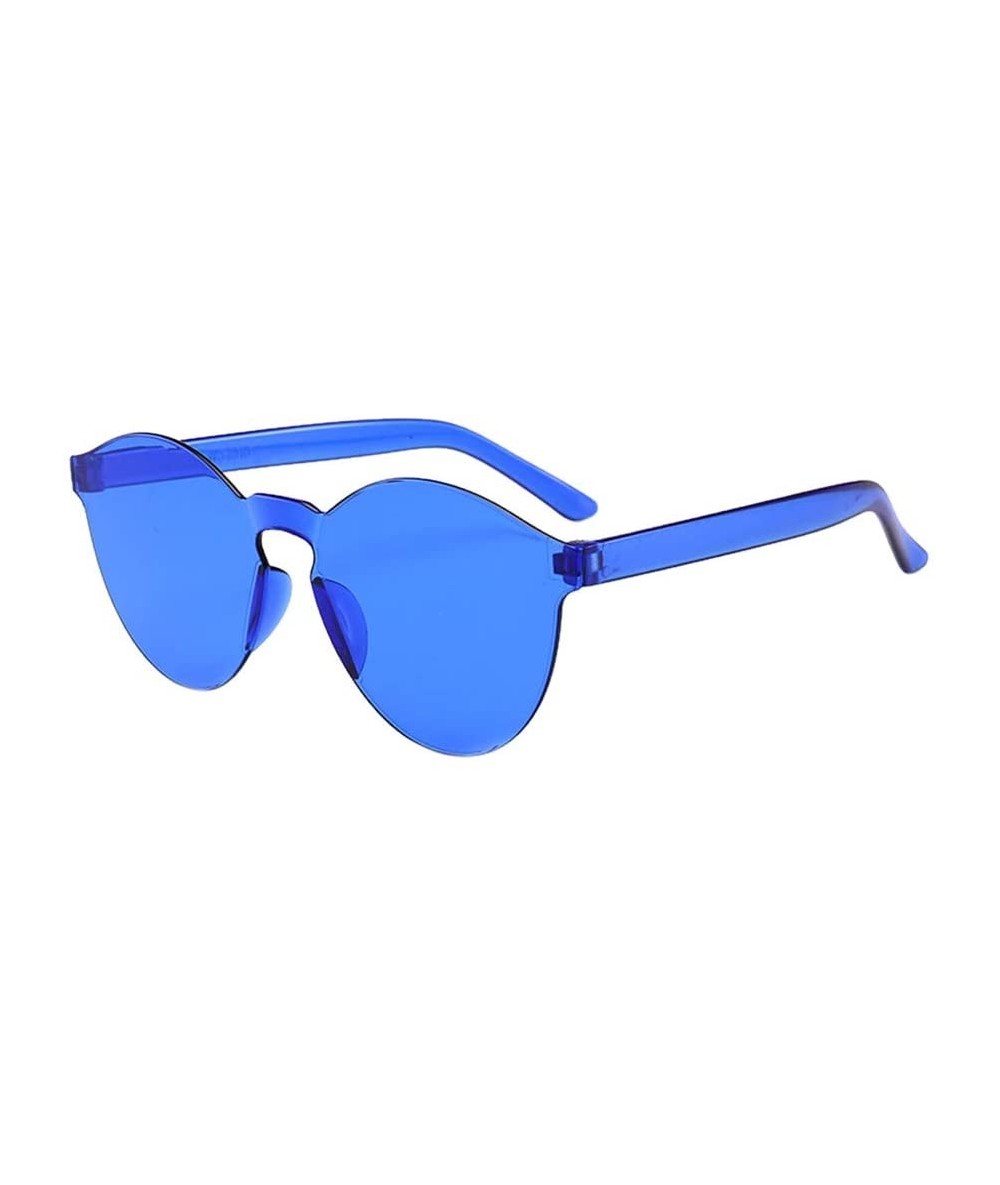 Square Rimless Sunglasses Women Transparent Candy Color Tinted Frameless Glasses Eyewear (E) - E - CU19032OICR $8.18