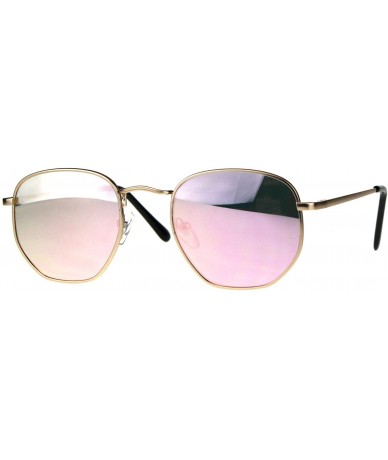 Rectangular Mens Color Mirror Rectangular 90s Metal Rim Classic Sunglasses - Pink - C81808IEYM6 $13.49