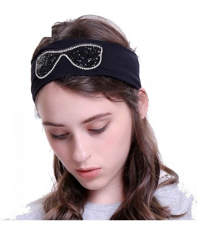 Wrap Sunglasses Headb s Elastic Stretch Headb Rhinestones Hair B - Silver Navy - CH18T95GG6G $29.47