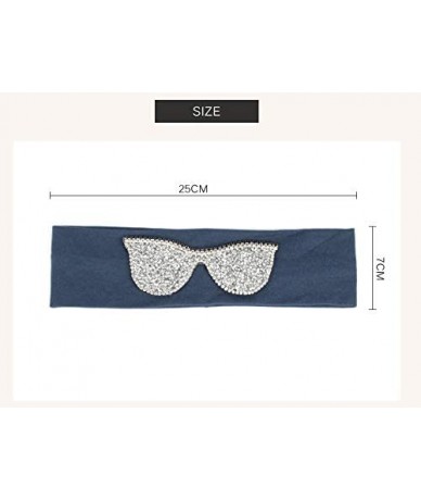 Wrap Sunglasses Headb s Elastic Stretch Headb Rhinestones Hair B - Silver Navy - CH18T95GG6G $29.47