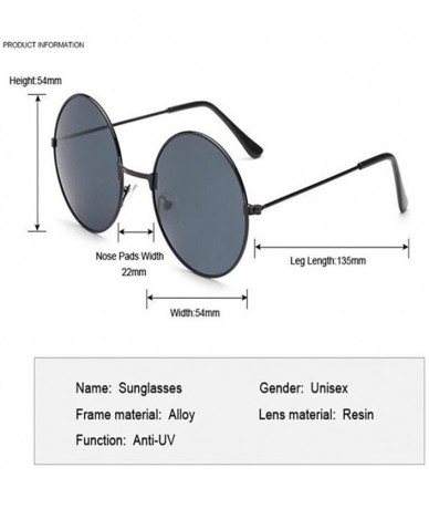 Round New Fashion Candy Vintage Round Mirror Sunglasses Women Luxury Brand Original Design Black Sun Glasses Female - CV198EA...