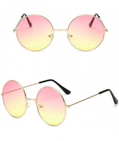 Round New Fashion Candy Vintage Round Mirror Sunglasses Women Luxury Brand Original Design Black Sun Glasses Female - CV198EA...