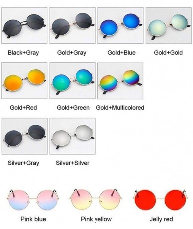 Round New Fashion Candy Vintage Round Mirror Sunglasses Women Luxury Brand Original Design Black Sun Glasses Female - CV198EA...