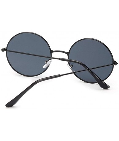 Round New Fashion Candy Vintage Round Mirror Sunglasses Women Luxury Brand Original Design Black Sun Glasses Female - CV198EA...