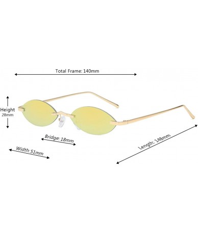 Oversized Unisex Fashion Metal Frame Oval Candy Colors small Sunglasses UV400 - Gold - CF18NELH0TQ $7.89