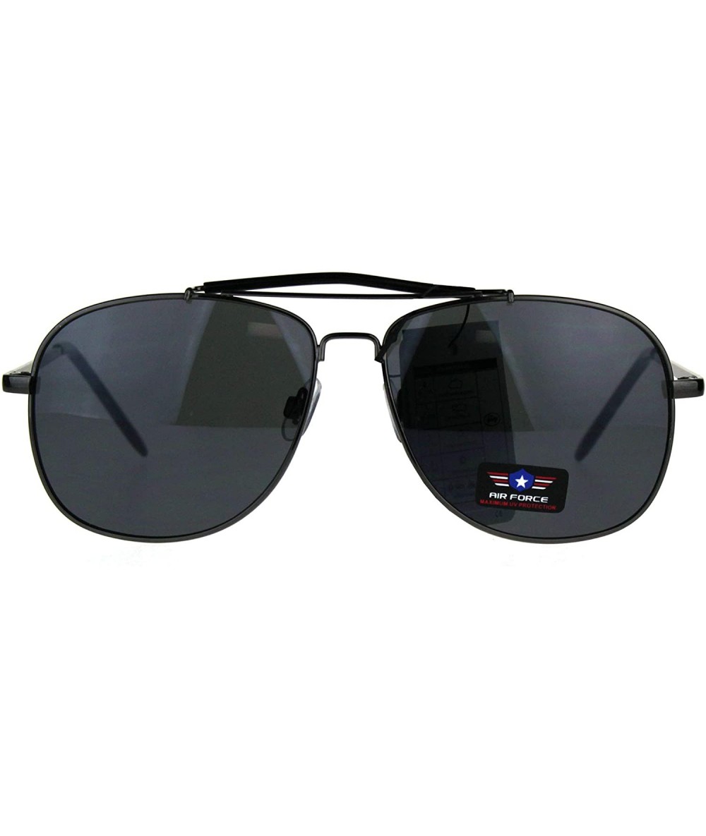 Rectangular Mens Air Force Rectangular Police Flat Top Pilots Sunglasses - Gunmetal Black - CH188557OZD $9.04