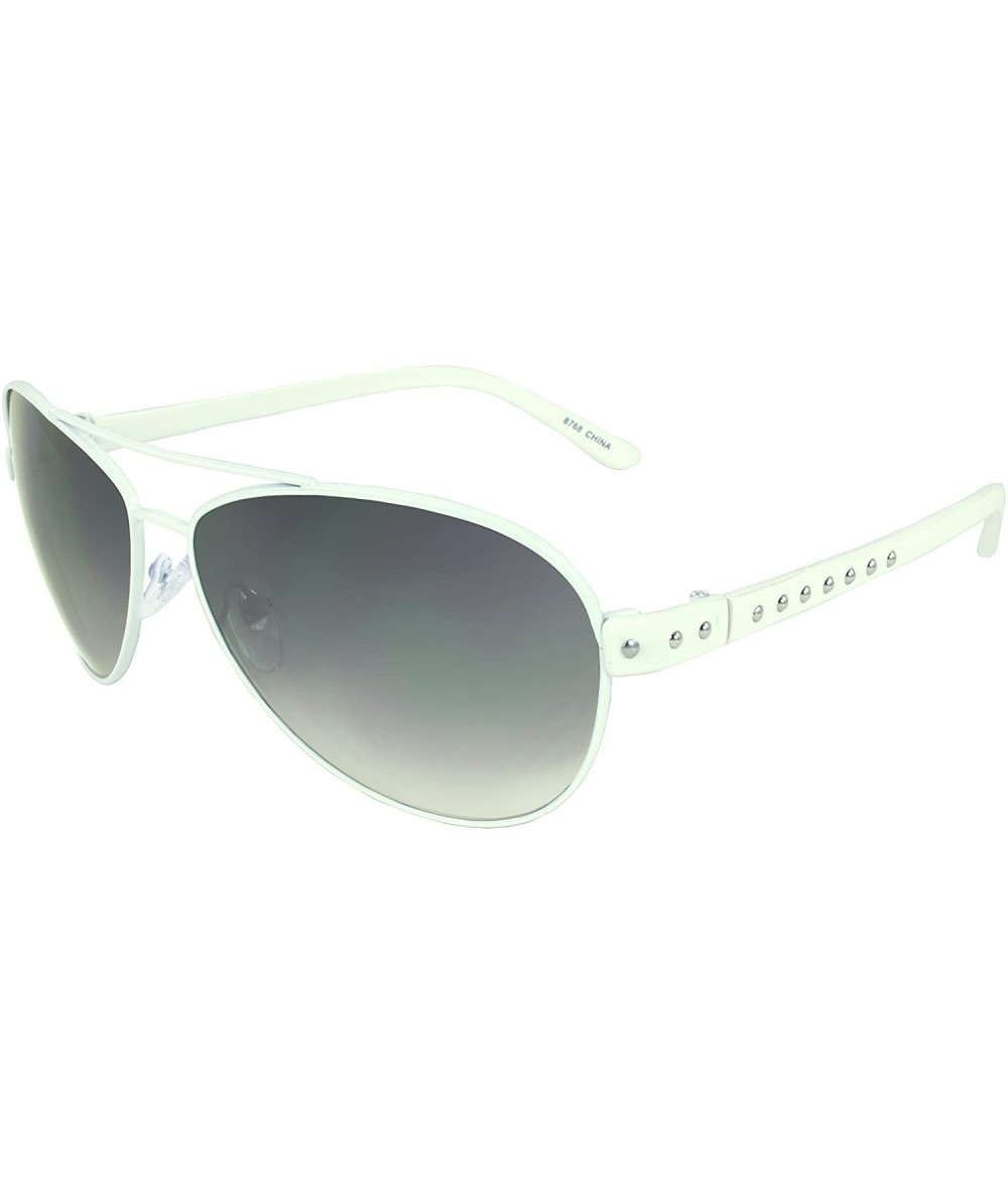 Aviator Rivet Aviator Fashion Sunglasses - White - CE11G3L6BX7 $9.23