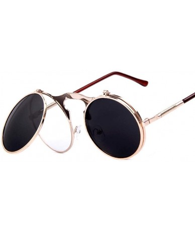 Round VINTAGE STEAMPUNK Sunglasses Round Designer Steam Punk C01 Rose Gold - C04 Blue - CM18XDWQGII $9.13