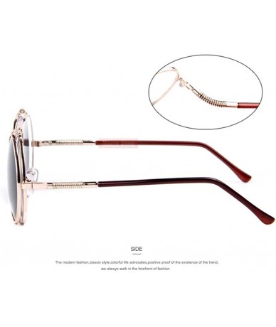 Round VINTAGE STEAMPUNK Sunglasses Round Designer Steam Punk C01 Rose Gold - C04 Blue - CM18XDWQGII $9.13