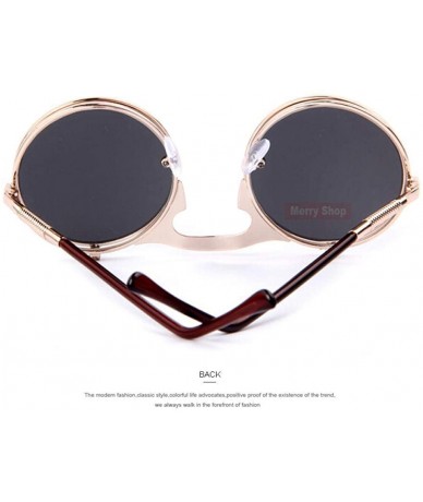 Round VINTAGE STEAMPUNK Sunglasses Round Designer Steam Punk C01 Rose Gold - C04 Blue - CM18XDWQGII $9.13