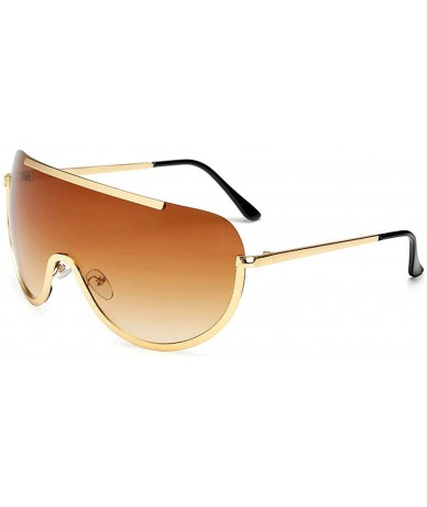 Sport 2019 One piece Alloy Sunglasses Women Classic Round Sun Glasses Metal Candy Colors Outdoor Feminino UV400 - Tea - CC18W...