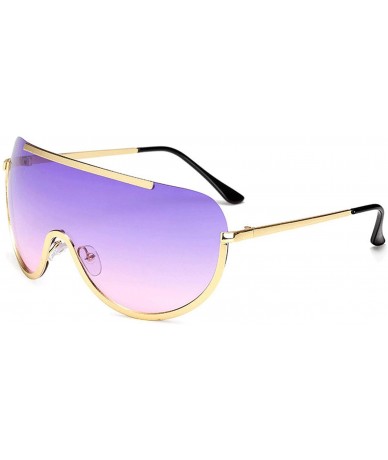 Sport 2019 One piece Alloy Sunglasses Women Classic Round Sun Glasses Metal Candy Colors Outdoor Feminino UV400 - Tea - CC18W...