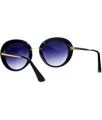 Round Womens Designer Sunglasses Round Vintage Fashion Eyewear UV 400 - Black - CM188UDC8A5 $8.07