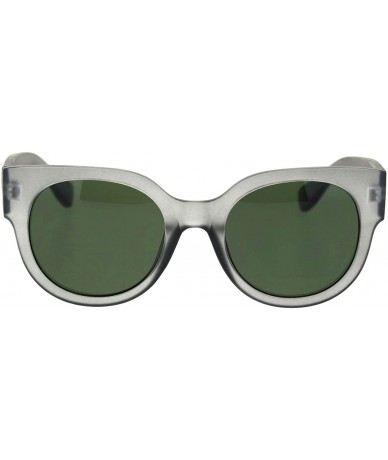 Round Womens Round Horn Rim Sunglasses Trendy Retro Fashion Shades UV 400 - Grey (Green) - CR18ZWNU2EU $9.60