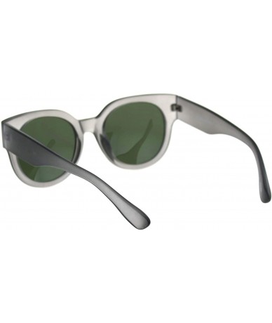 Round Womens Round Horn Rim Sunglasses Trendy Retro Fashion Shades UV 400 - Grey (Green) - CR18ZWNU2EU $9.60