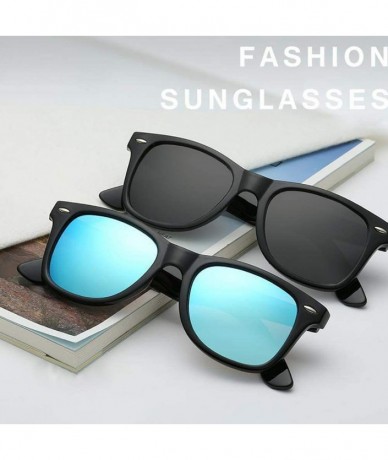 Oversized Polarized Sunglasses for Men Women Fashion Classic Mirror Lens UV Blocking Sun Glasses - Bright Black+bright Blue -...