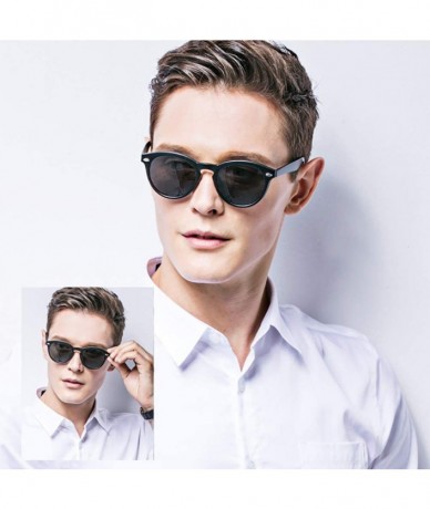 Oversized Polarized Sunglasses for Men Women Fashion Classic Mirror Lens UV Blocking Sun Glasses - Bright Black+bright Blue -...