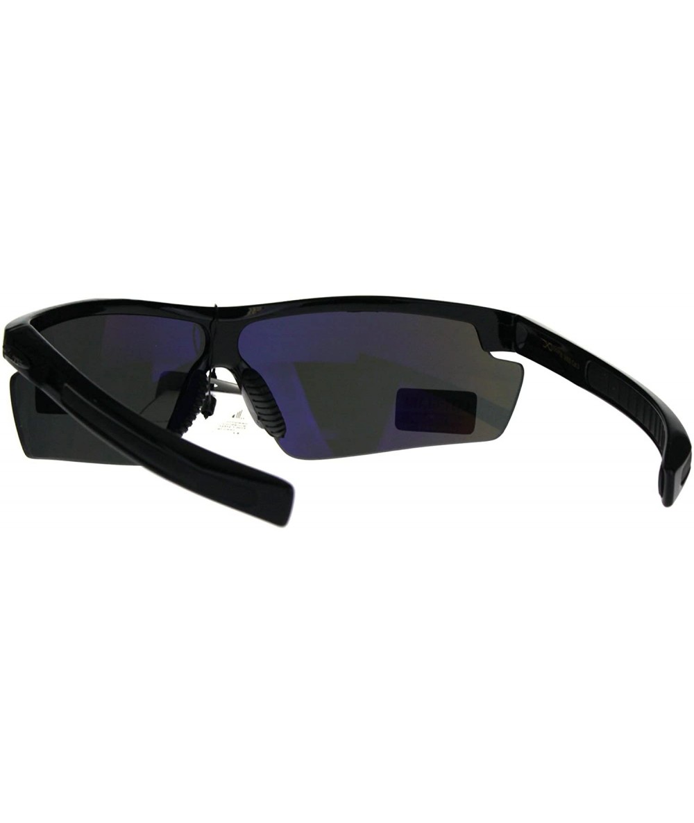 Xloop Mens Sunglasses Half Rim Wrap Around Sports Anti-Glare UV 400 - Shiny  Black - CM18903Y062