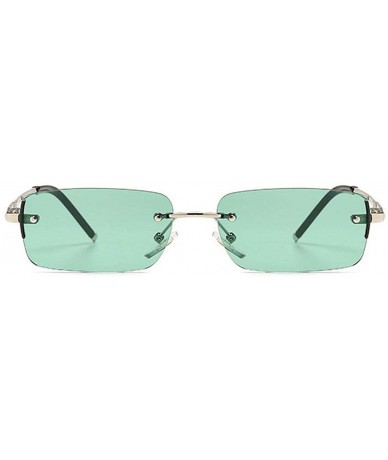 Square 2020 retro square frameless sunglasses trend narrow small ladies designer rectangular sunglasses 88214 - Green - C0190...