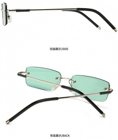 Square 2020 retro square frameless sunglasses trend narrow small ladies designer rectangular sunglasses 88214 - Green - C0190...