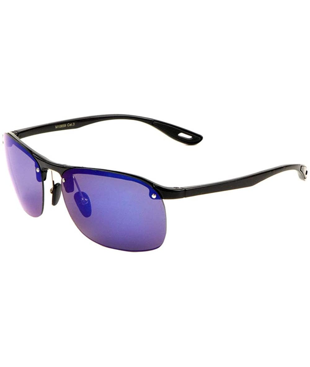 Square Rimless Square Round Lens Light Weight Sunglasses - Blue - CD197YM4XN2 $16.91