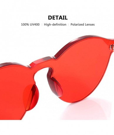 Rimless Rimless Sunglasses Oversized Colored Transparent Round Eyewear Retro Eyeglasses for Women Men - Red - CF18HXTC5L0 $7.58