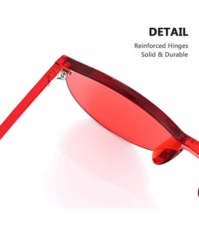 Rimless Rimless Sunglasses Oversized Colored Transparent Round Eyewear Retro Eyeglasses for Women Men - Red - CF18HXTC5L0 $7.58