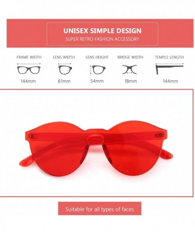 Rimless Rimless Sunglasses Oversized Colored Transparent Round Eyewear Retro Eyeglasses for Women Men - Red - CF18HXTC5L0 $7.58