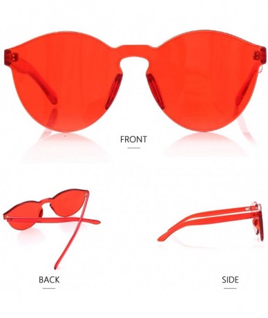 Rimless Rimless Sunglasses Oversized Colored Transparent Round Eyewear Retro Eyeglasses for Women Men - Red - CF18HXTC5L0 $7.58