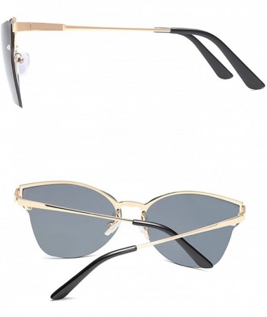 Square Semi Rimless Metallic Frame Sunglasses for Women Cateye Sunglasses - Grey Gold - CQ18RSQYEKU $18.16