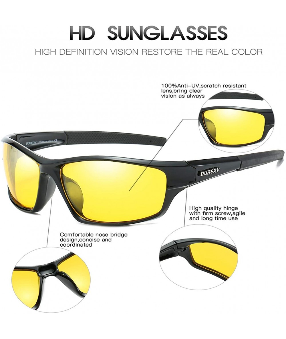 Sport Polarized Sunglasses for Men UV Protection Driving Fishing Sun Glasses  D620 - Black/Night Vision Lens - CX18W3448YT